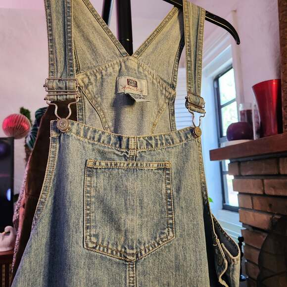 Vtg Faded Glory Authentic Wear Women's Med Denim Overall Jumper Mini Dress - Picture 3 of 8